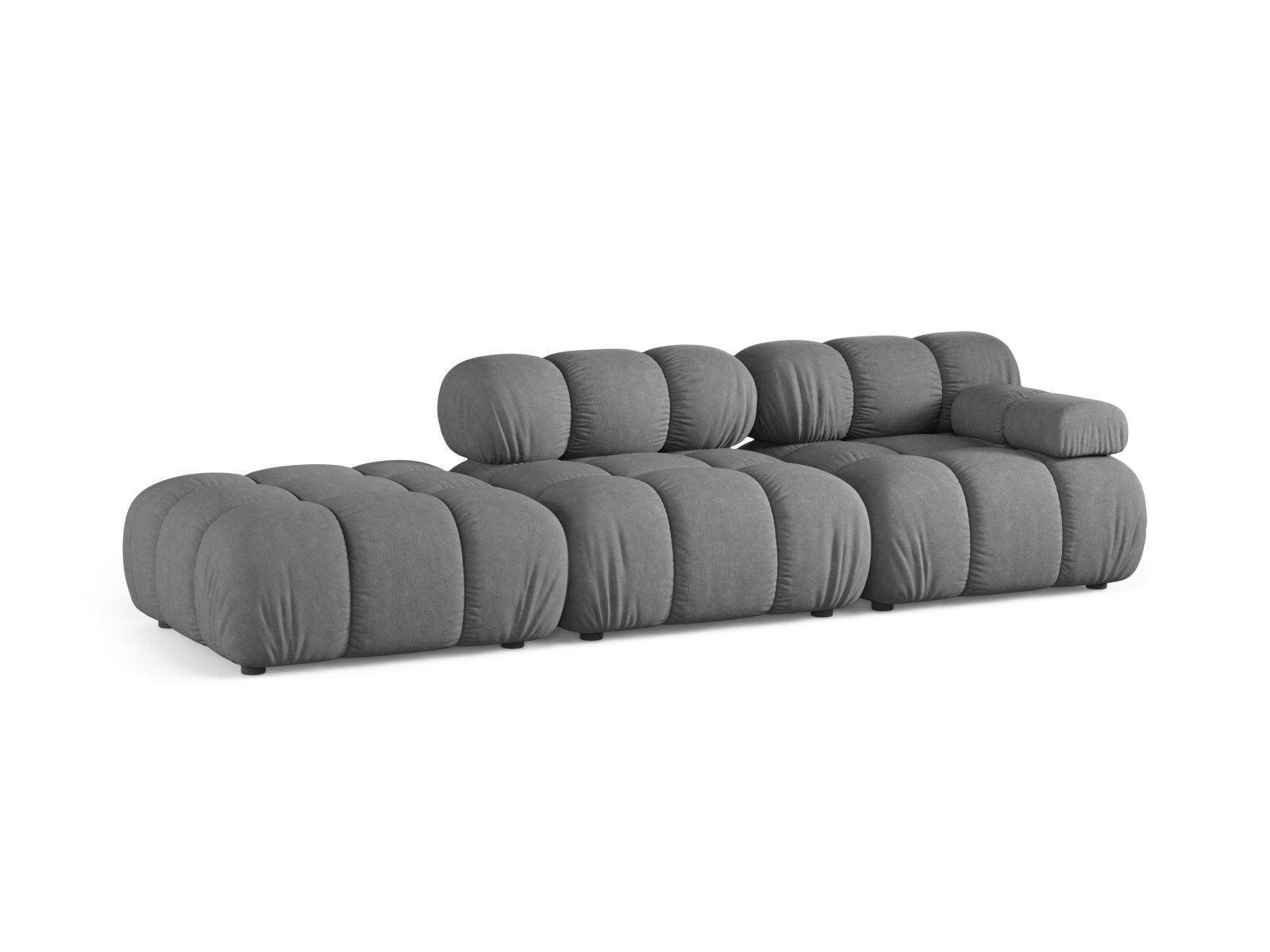 Elegantes 4-Sitzer Sofa Bellis in Grau, modulares Design mit linksseitiger Anordnung, ideal für stilvolle Wohnräume.
