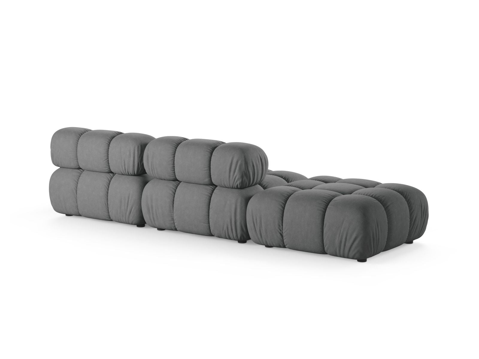 Elegantes 4-Sitzer Sofa Bellis in zeitlosem Grau, linksseitig konzipiert, ideal für stilvolle und einladende Wohnräume.