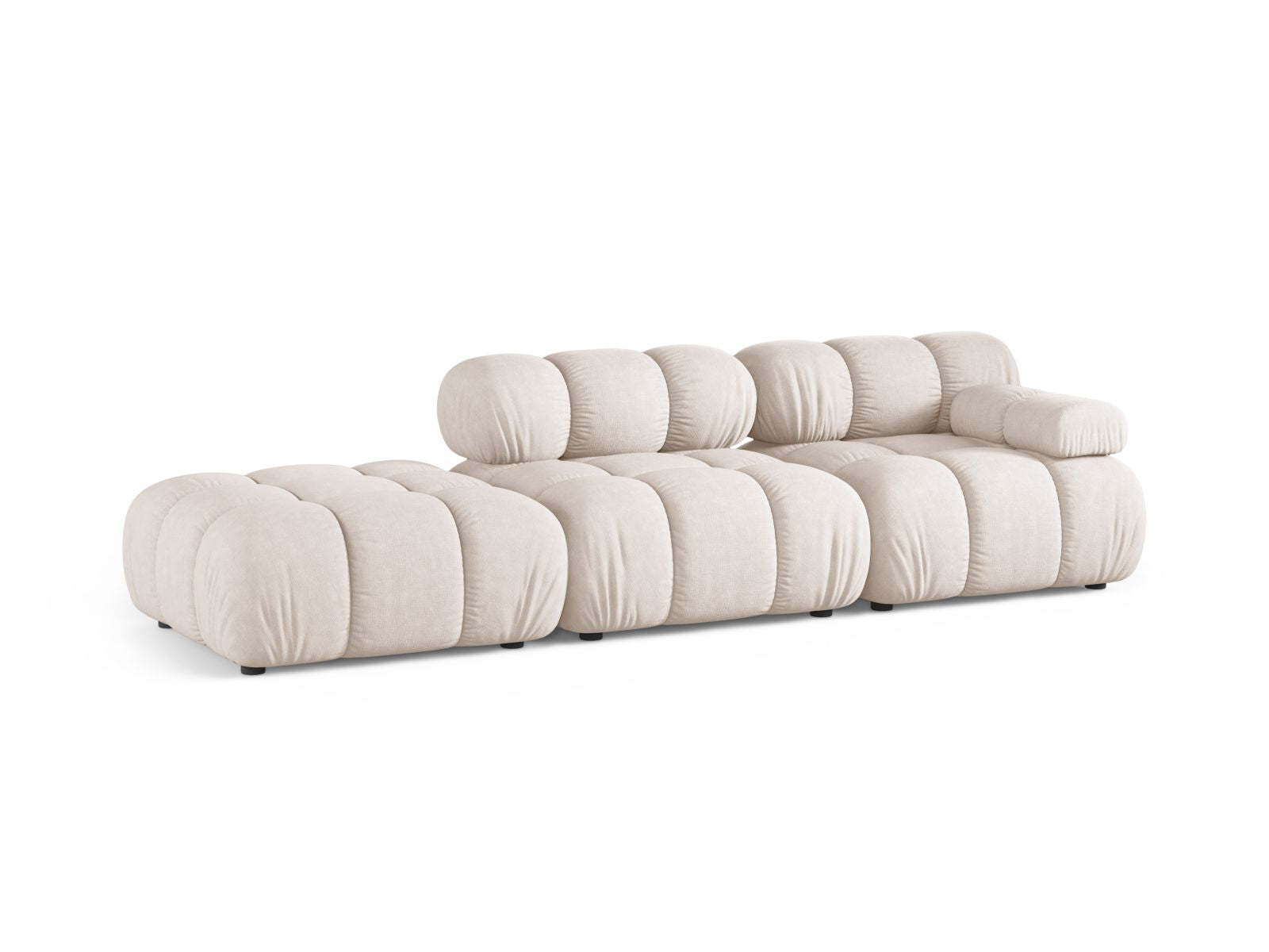 Beige 4-Sitzer Modulares Sofa Bellis von Micadoni, linksseitig, stilvolles Design für modernes Wohnen, ideal für gemütliche Wohnzimmer.