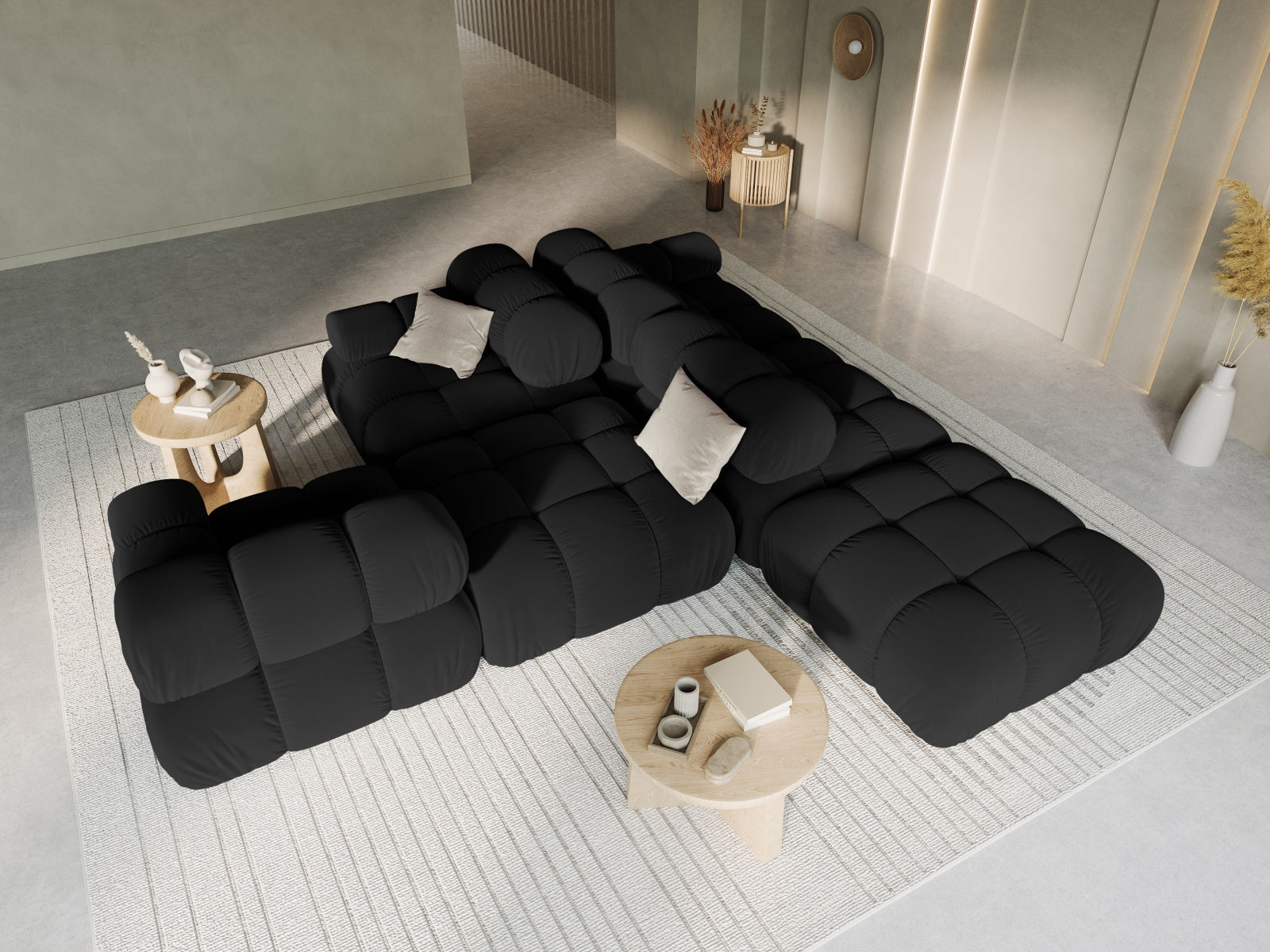 Entdecken Sie das elegante Bellis Velour Sofa von Micadoni – ein modulares 4-Sitzer mit 94 cm Breite, ideal für stilvolle Wohnräume.
