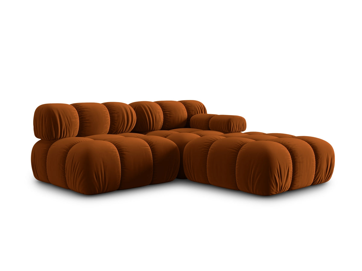 Bellis Velour modulares Sofa links 4 Sitzer 94cm in Terracotta-Bluvel präsentiert im Onlineshop von KAQTU Design AG. L-Sofa links ist von Micadoni
