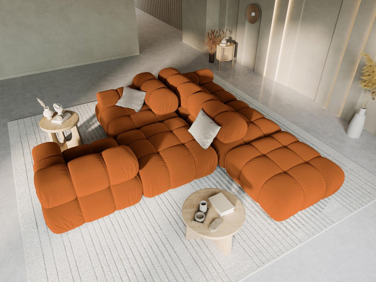 Bellis Velour modulares Sofa links 4 Sitzer 94cm in Terracotta-Bluvel präsentiert im Onlineshop von KAQTU Design AG. L-Sofa links ist von Micadoni