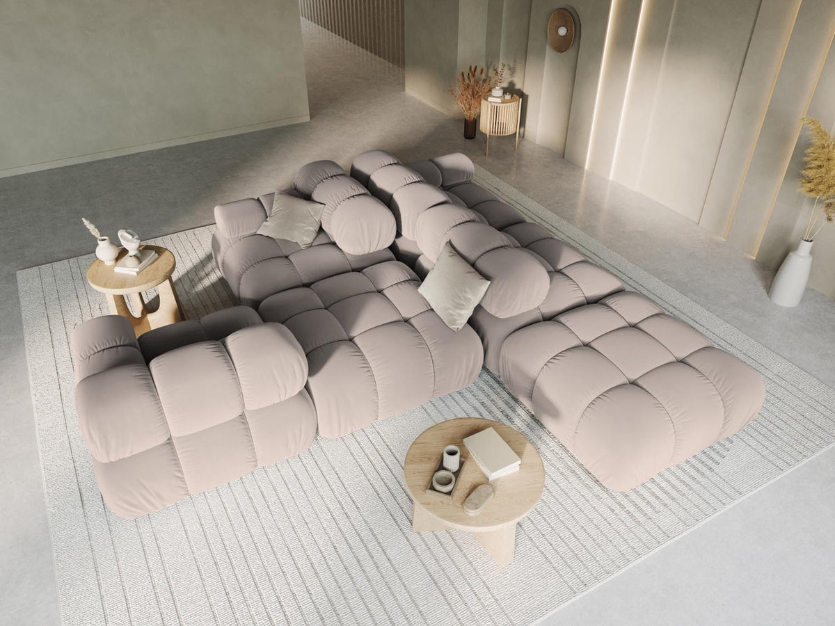 Bellis Velour modulares Sofa links 4 Sitzer 94cm in Cappuccino-Bluvel präsentiert im Onlineshop von KAQTU Design AG. L-Sofa links ist von Micadoni