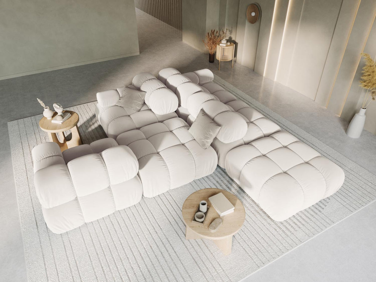 Bellis Velour modulares Sofa links 4 Sitzer 94cm in Dark Beige-Bluvel präsentiert im Onlineshop von KAQTU Design AG. L-Sofa links ist von Micadoni
