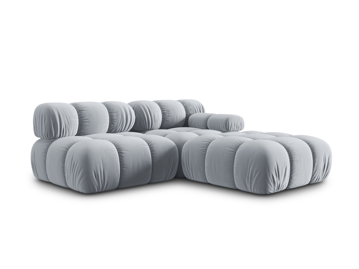 Bellis Velour modulares Sofa links 4 Sitzer 94cm in Light Blue-Bluvel präsentiert im Onlineshop von KAQTU Design AG. L-Sofa links ist von Micadoni