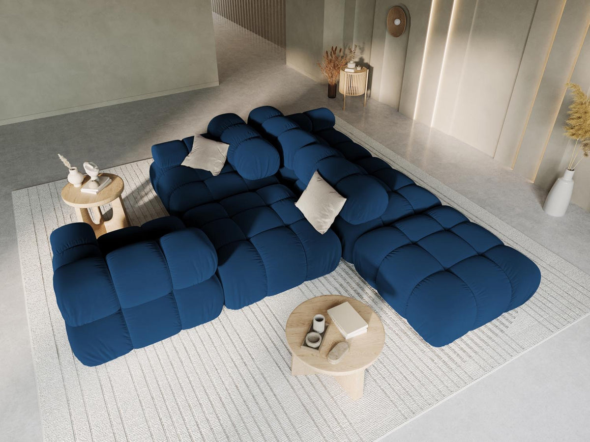 Bellis Velour modulares Sofa links 4 Sitzer 94cm in Royal Blue-Bluvel präsentiert im Onlineshop von KAQTU Design AG. L-Sofa links ist von Micadoni