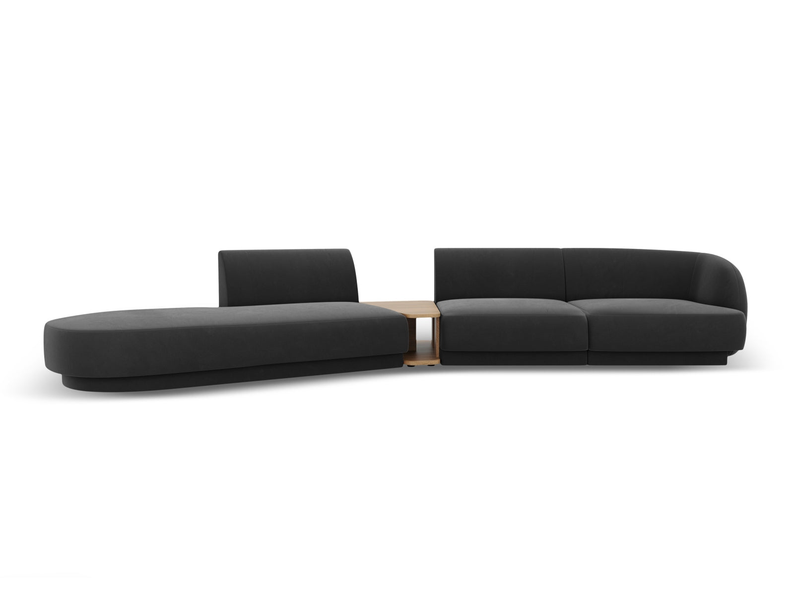 Miley Velour modulares Sofa links 4 Sitzer in Grey präsentiert im Onlineshop von KAQTU Design AG. L-Sofa links ist von Micadoni