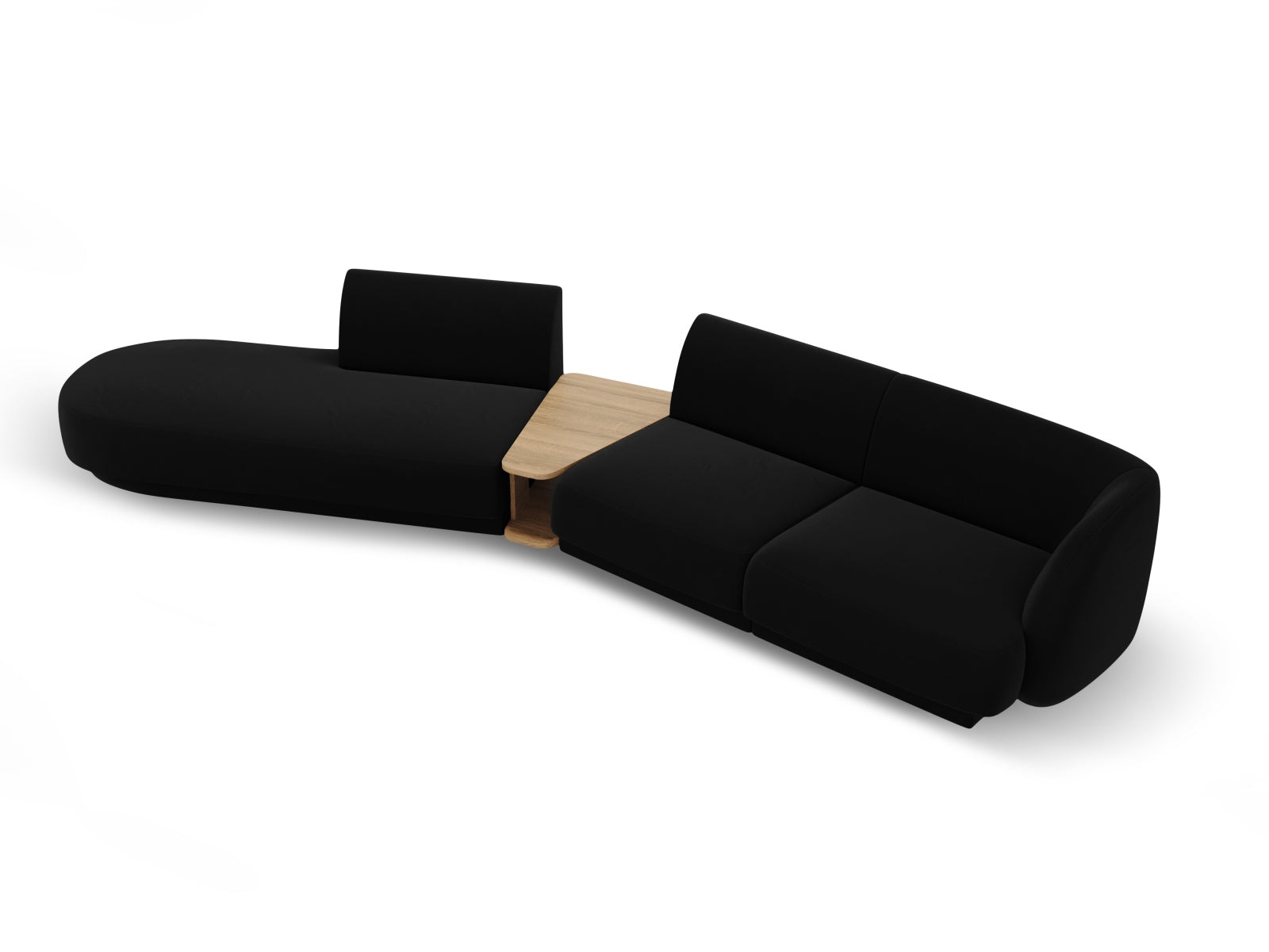 Miley Velour modulares Sofa links 4 Sitzer in Black präsentiert im Onlineshop von KAQTU Design AG. L-Sofa links ist von Micadoni