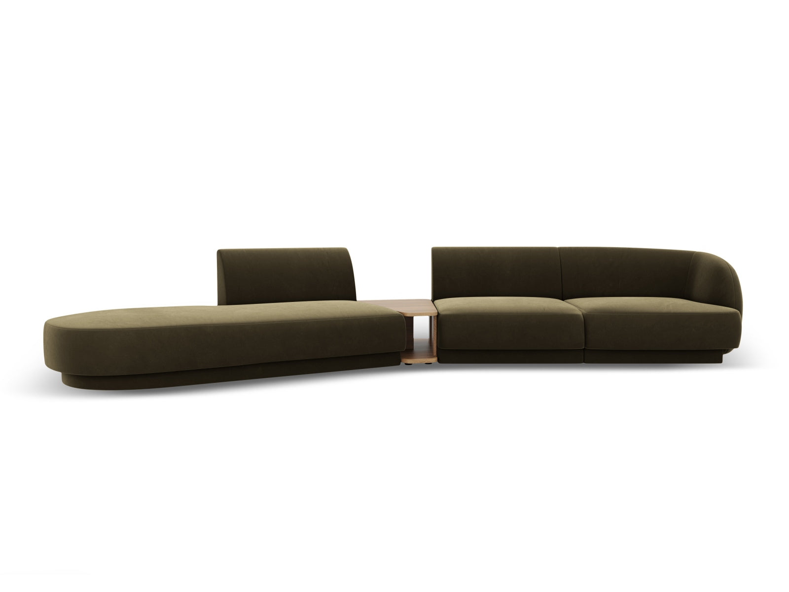 Miley Velour modulares Sofa links 4 Sitzer in Green präsentiert im Onlineshop von KAQTU Design AG. L-Sofa links ist von Micadoni