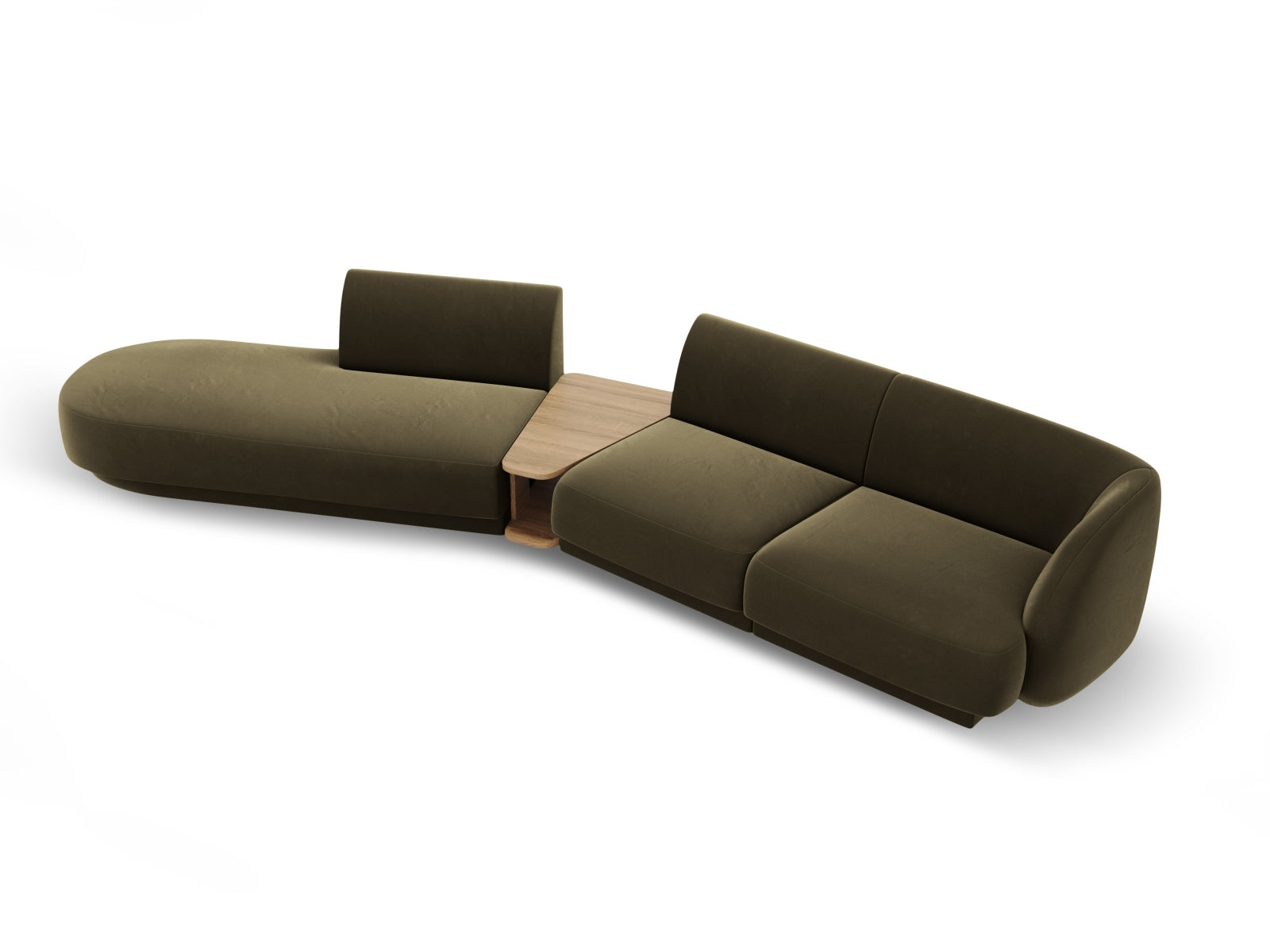 Miley Velour modulares Sofa links 4 Sitzer in Green präsentiert im Onlineshop von KAQTU Design AG. L-Sofa links ist von Micadoni