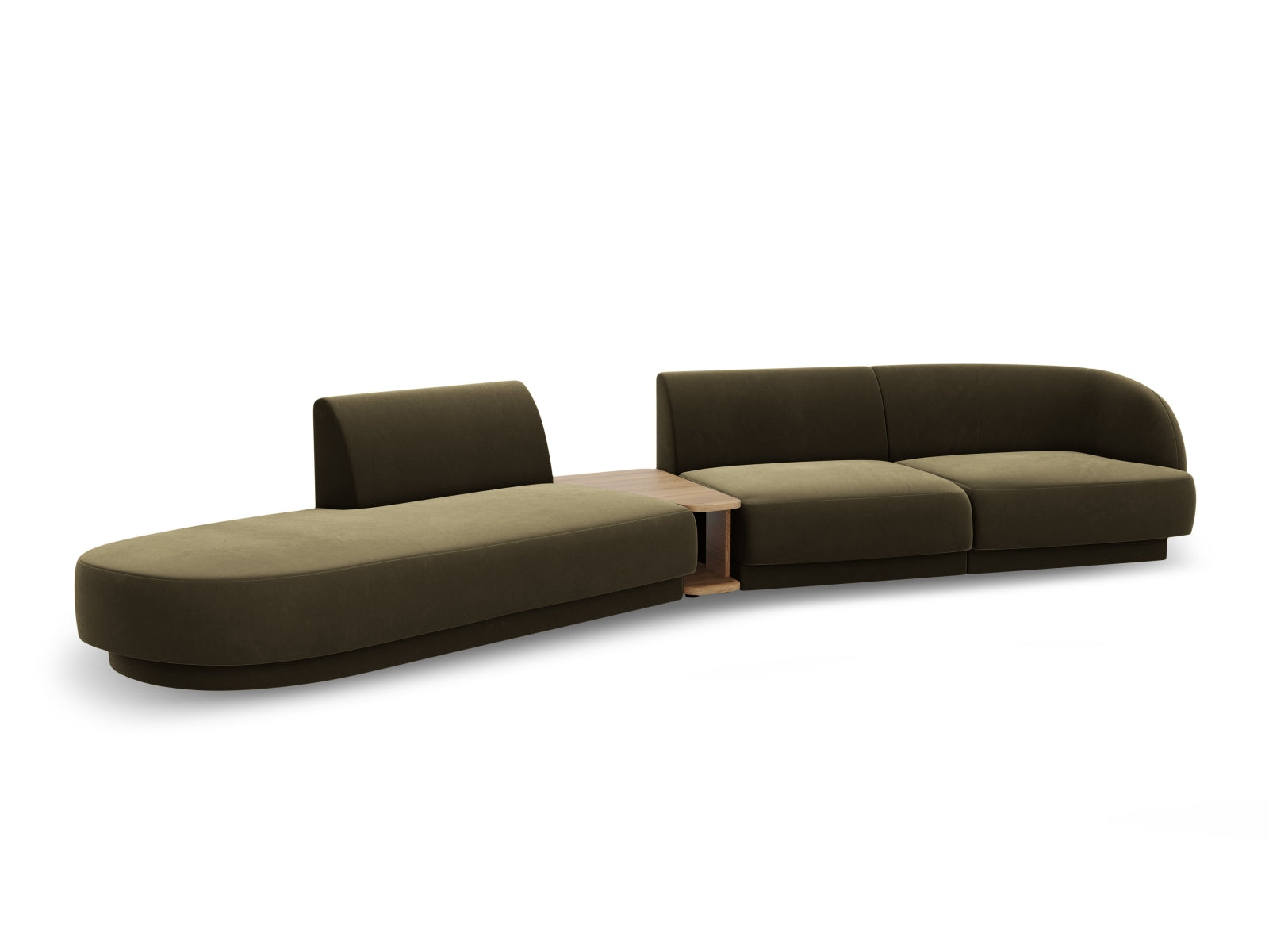Miley Velour modulares Sofa links 4 Sitzer in Green präsentiert im Onlineshop von KAQTU Design AG. L-Sofa links ist von Micadoni