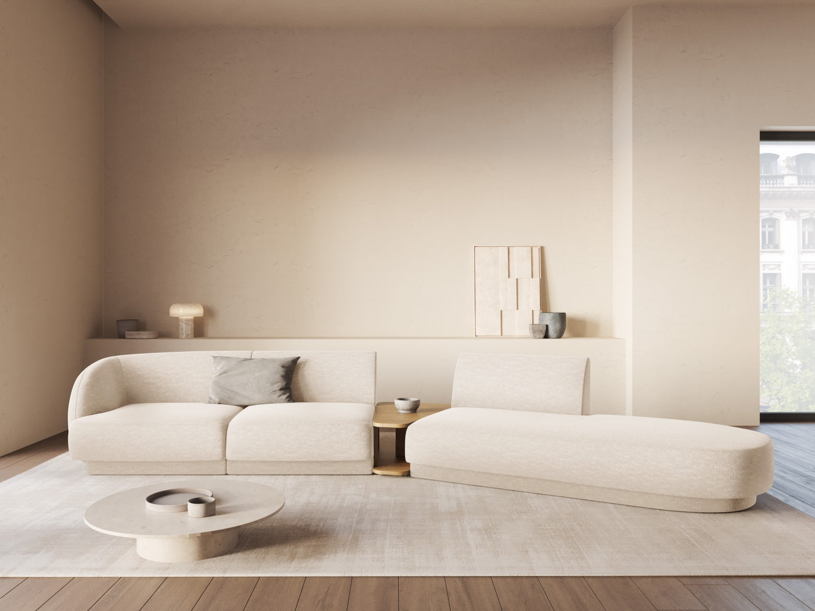 Miley Modulares Sofa rechts 4 Sitzer in Light Beige präsentiert im Onlineshop von KAQTU Design AG. L-Sofa rechts ist von Micadoni