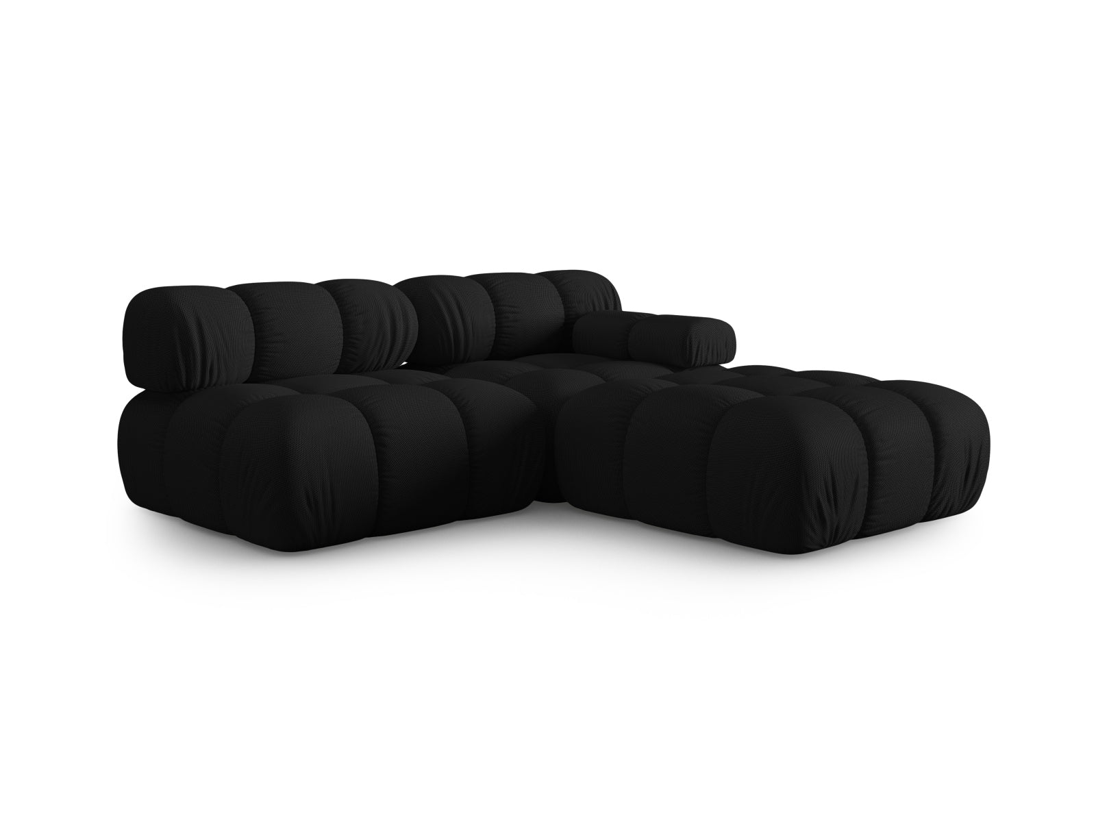 Modernes Bellis L-Sofa in Schwarz, 4-Sitzer, 94 cm, perfekt für gemütliche Abende und stilvolle Einrichtung, erhältlich bei Micadoni.