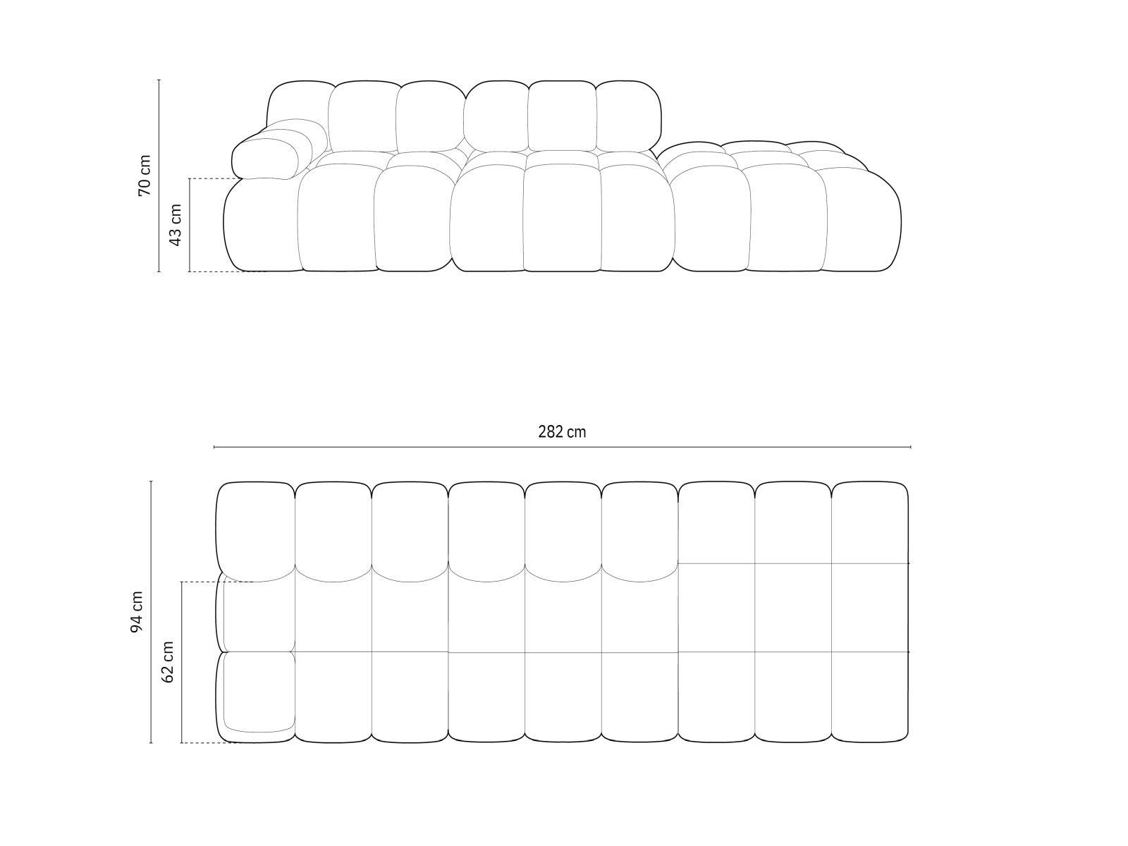 Bellis Boucle modulares Sofa rechts 4 Sitzer 94cm in Brick präsentiert im Onlineshop von KAQTU Design AG. L-Sofa rechts ist von Micadoni