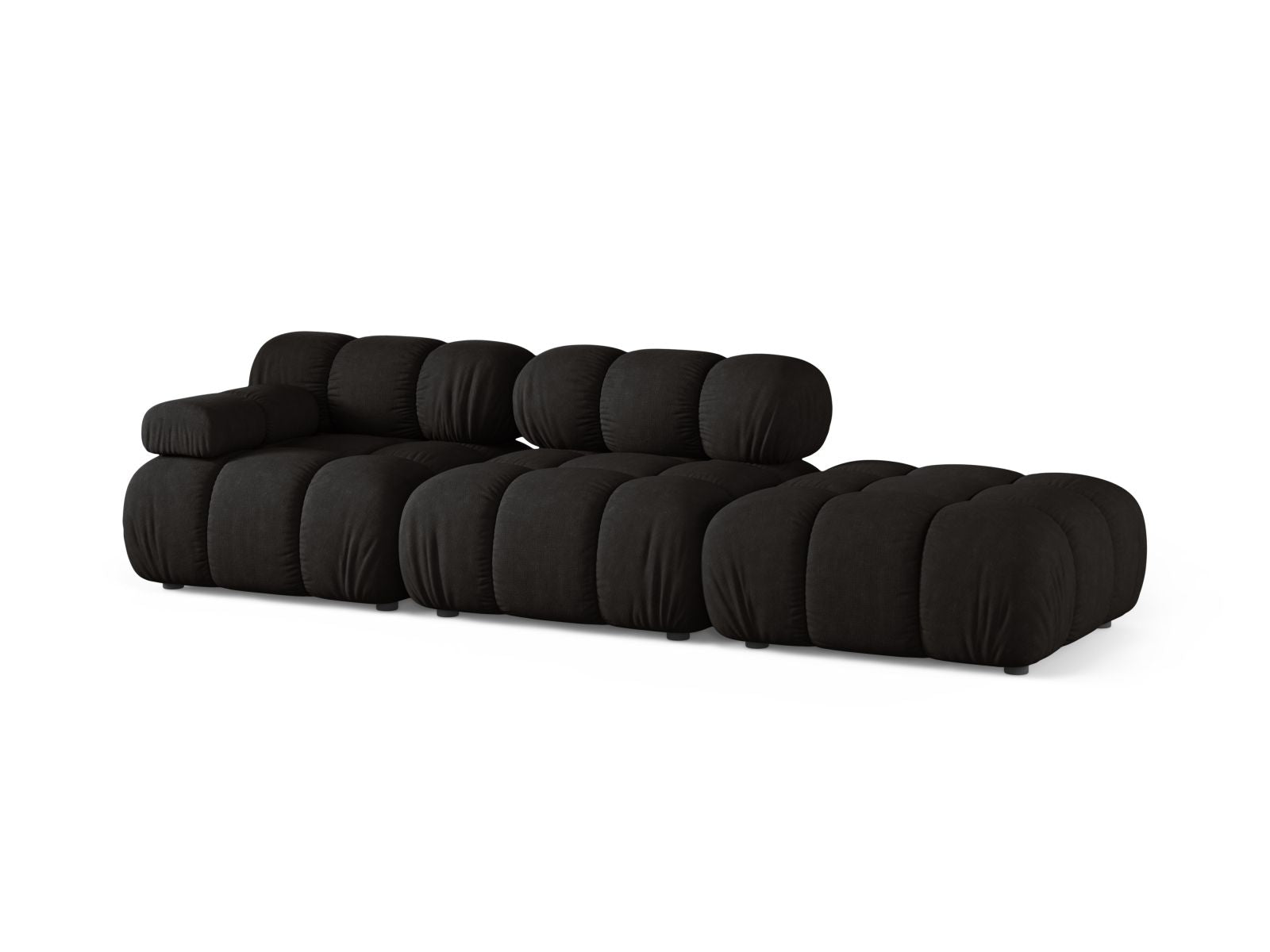 Elegantes 4-Sitzer Sofa Bellis in Schwarz, modular und rechtsseitig, ideal für stilvolle Wohnräume, erhältlich bei KAQTU Design AG.