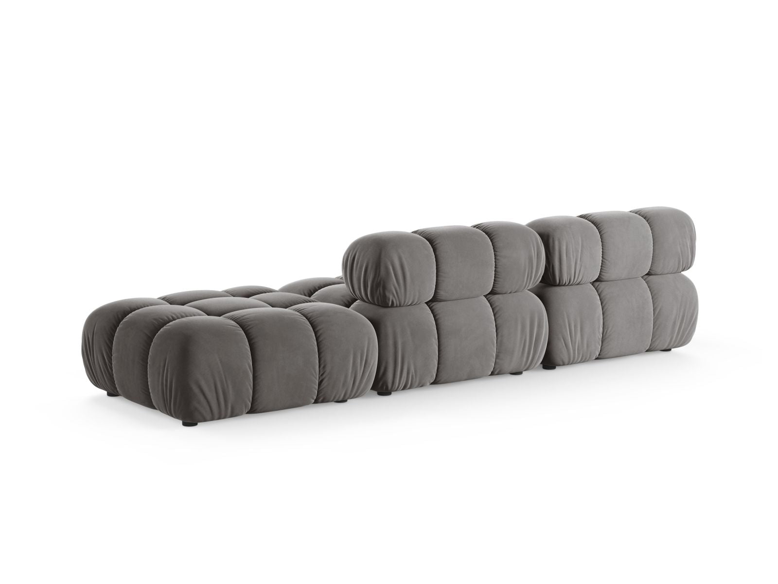 Elegantes Bellis Velour Sofa in hellem Grau, 4-Sitzer, rechtsseitig, ideal für stilvolle Wohnräume und entspannte Stunden.