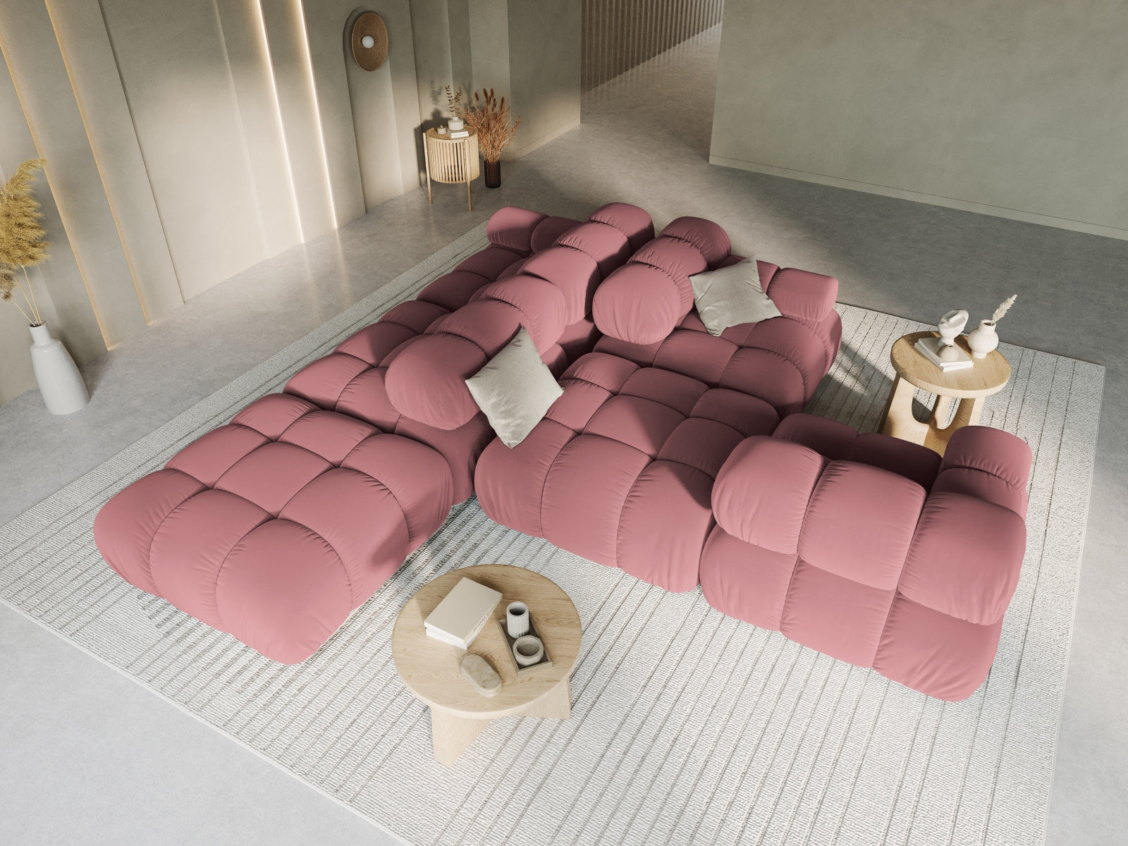 Bellis Velour modulares Sofa rechts 4 Sitzer 94cm in Pink präsentiert im Onlineshop von KAQTU Design AG. L-Sofa rechts ist von Micadoni