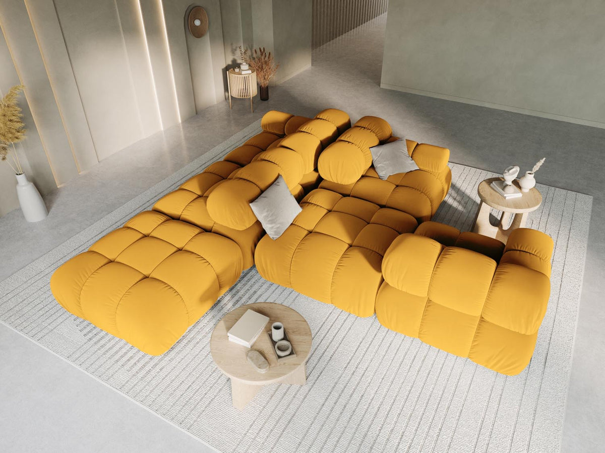 Bellis Velour modulares Sofa rechts 4 Sitzer 94cm in Yellow-Bluvel präsentiert im Onlineshop von KAQTU Design AG. L-Sofa rechts ist von Micadoni