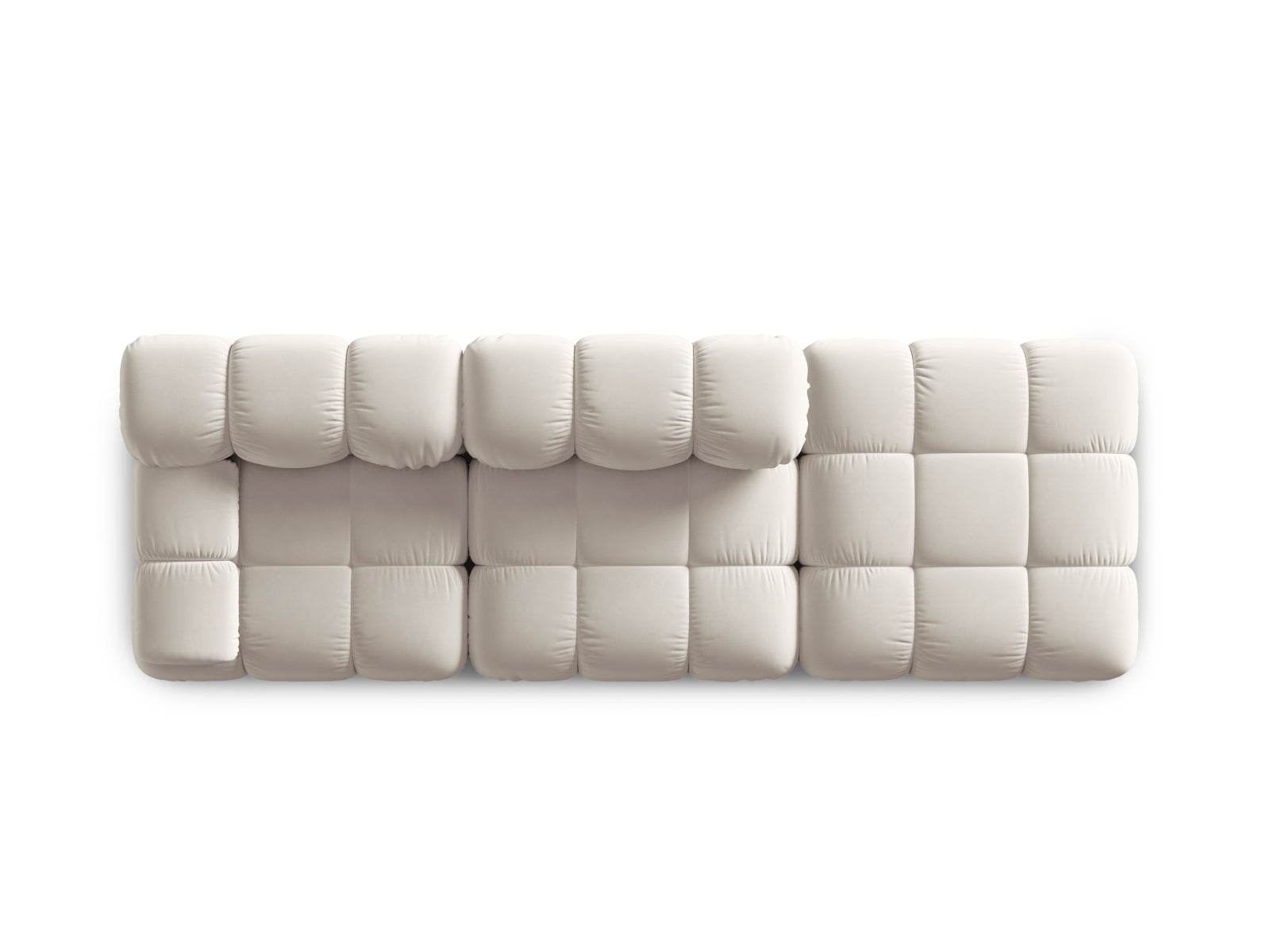 Elegantes Bellis Velour Sofa in Dunkelbeige, 4-Sitzer, rechte Variante, ideal für stilvolle Wohnräume und entspannte Abende.