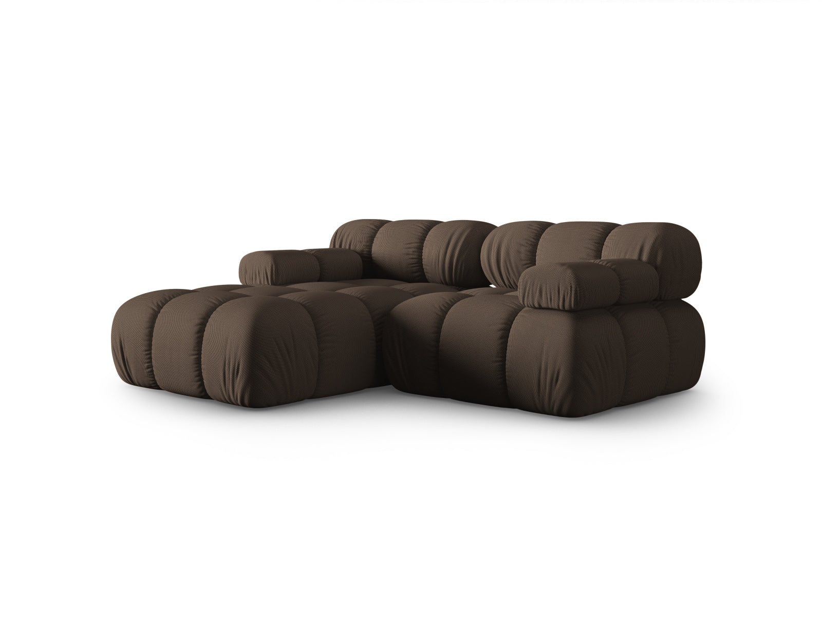 Elegantes Bellis Ecksofa in Braun, 3-Sitzer, 155 cm, ideal für stilvolle Wohnräume, erhältlich bei KAQTU Design AG.