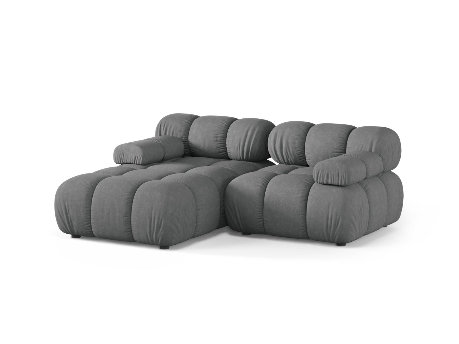 Modulares 3-Sitzer Ecksofa Bellis in stilvollem Grau, ideal für moderne Wohnräume, präsentiert von Micadoni.