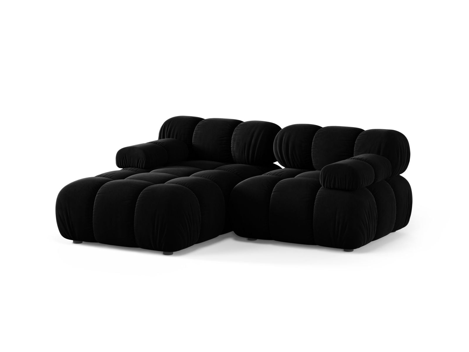 Elegantes 3-Sitzer Ecksofa links Bellis in Black-Venus, ideal für stilvolle Wohnräume, erhältlich bei KAQTU Design AG.