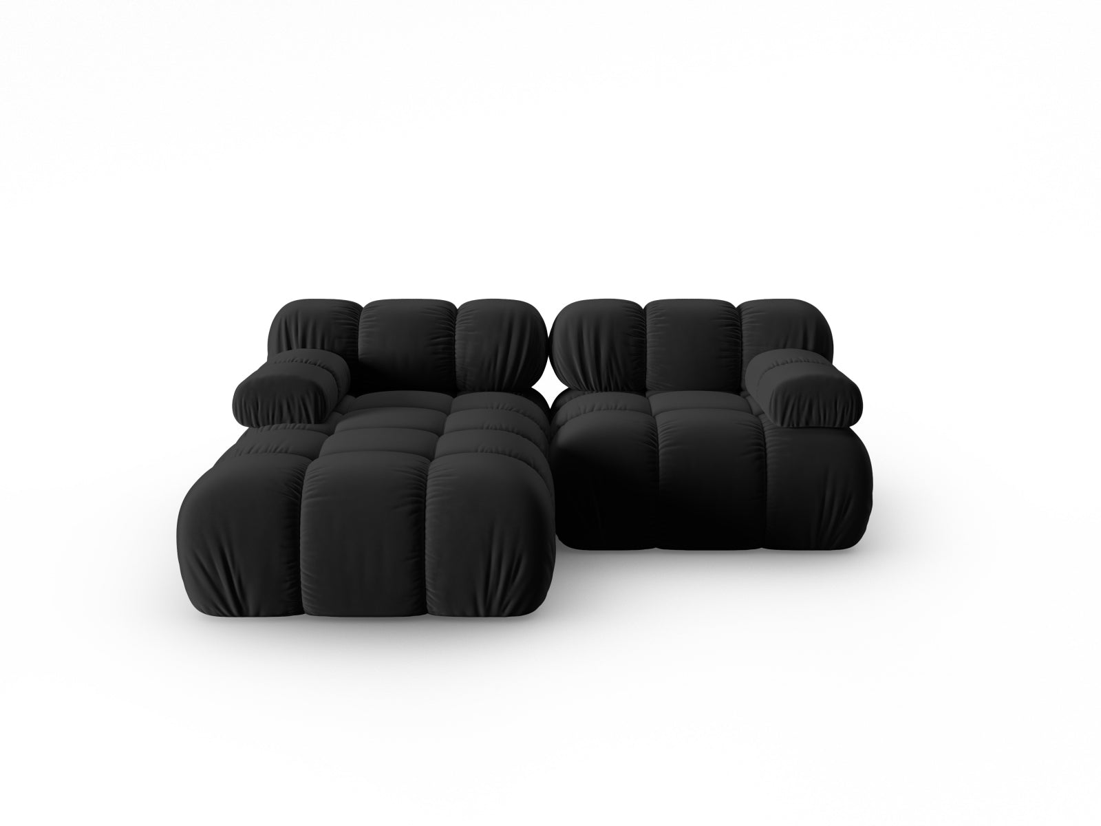 Bellis Velour modulares Ecksofa links 3 Sitzer 155cm in Black-Bluvel präsentiert im Onlineshop von KAQTU Design AG. L-Sofa links ist von Micadoni