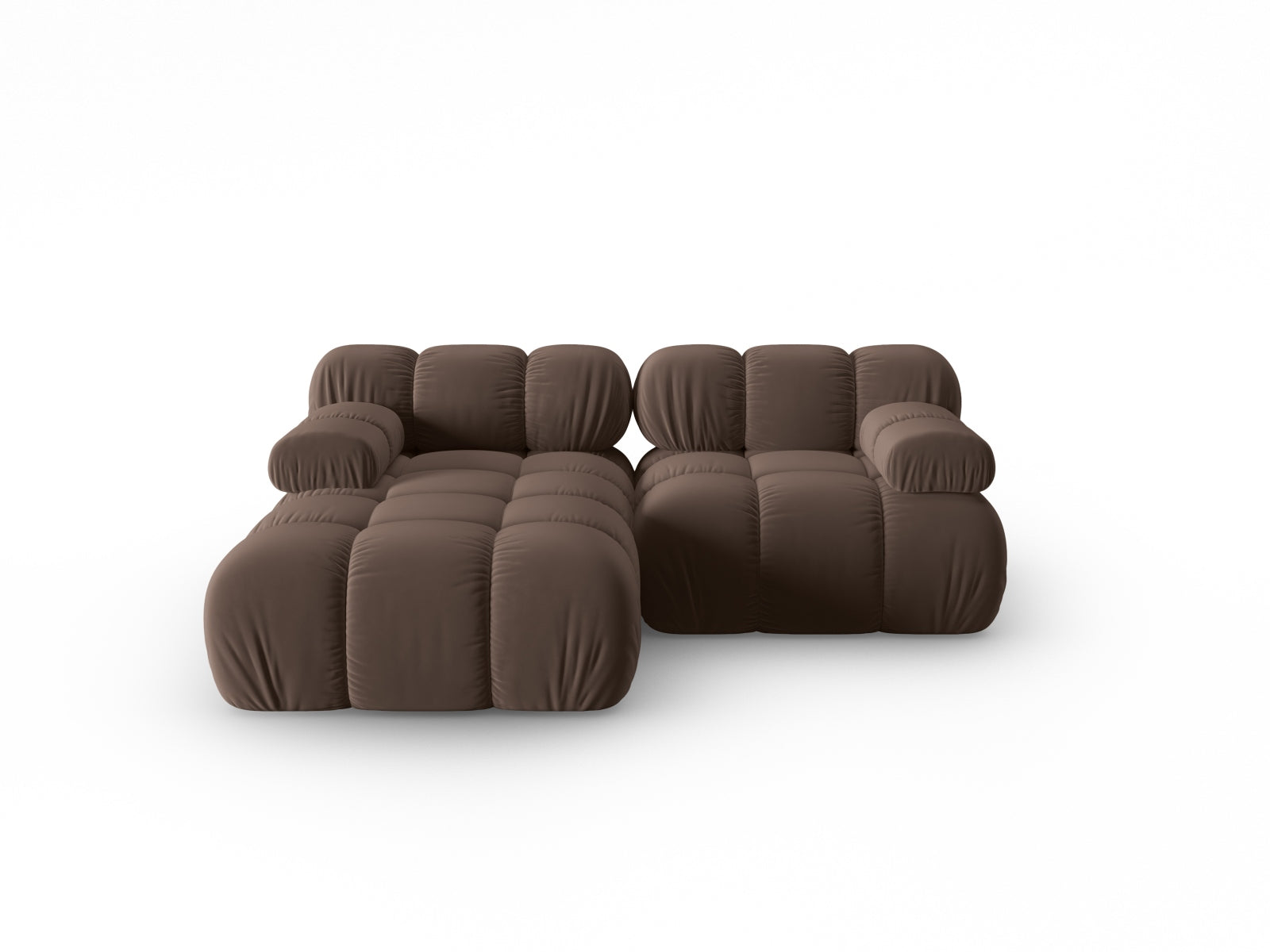 Bellis Velour modulares Ecksofa links 3 Sitzer 155cm in Dark Brown-Bluvel präsentiert im Onlineshop von KAQTU Design AG. L-Sofa links ist von Micadoni