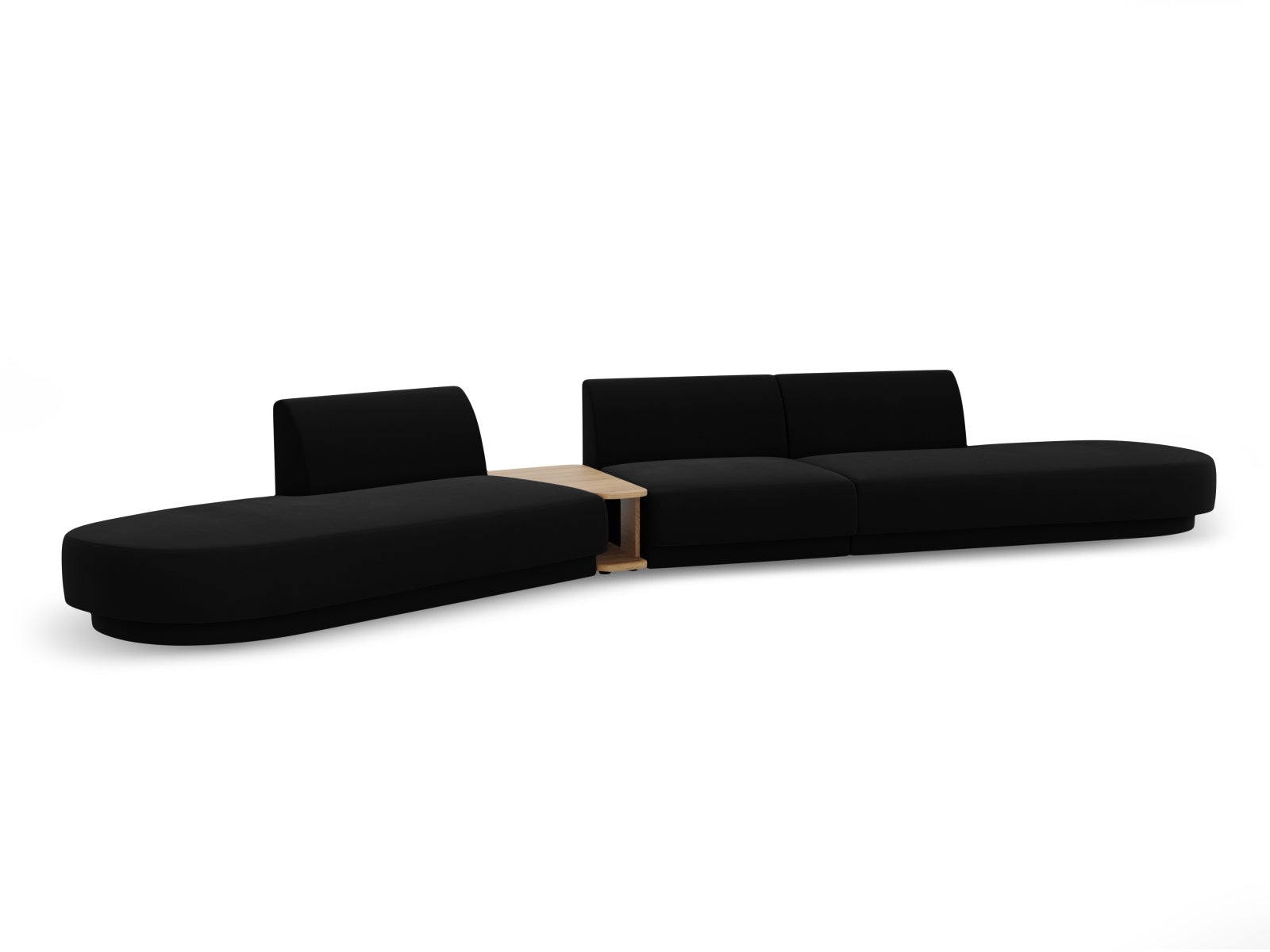 Miley Velour modulares Sofa links 5 Sitzer in Black präsentiert im Onlineshop von KAQTU Design AG. L-Sofa links ist von Micadoni