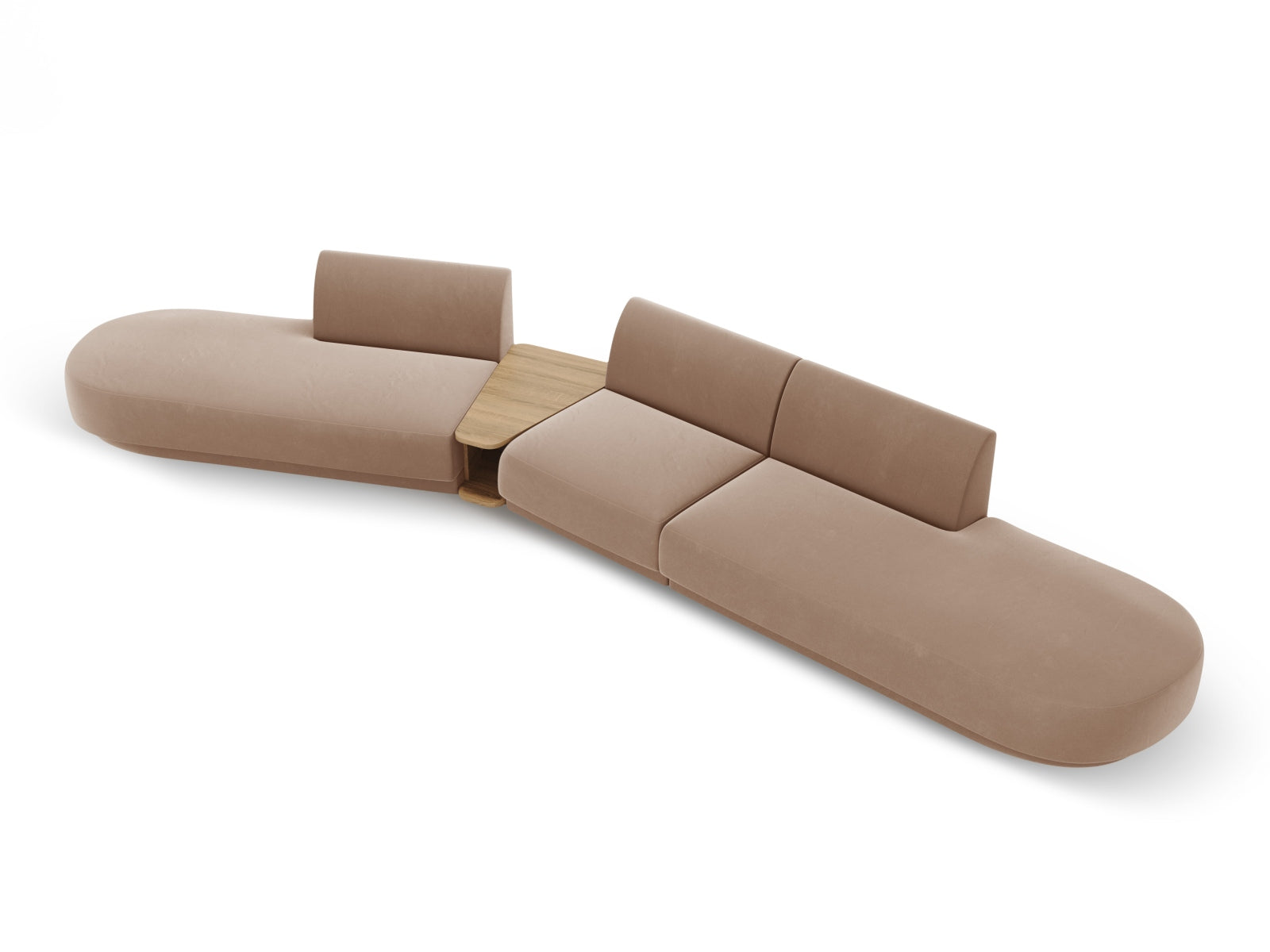 Miley Velour modulares Sofa links 5 Sitzer in Cappuccino präsentiert im Onlineshop von KAQTU Design AG. L-Sofa links ist von Micadoni