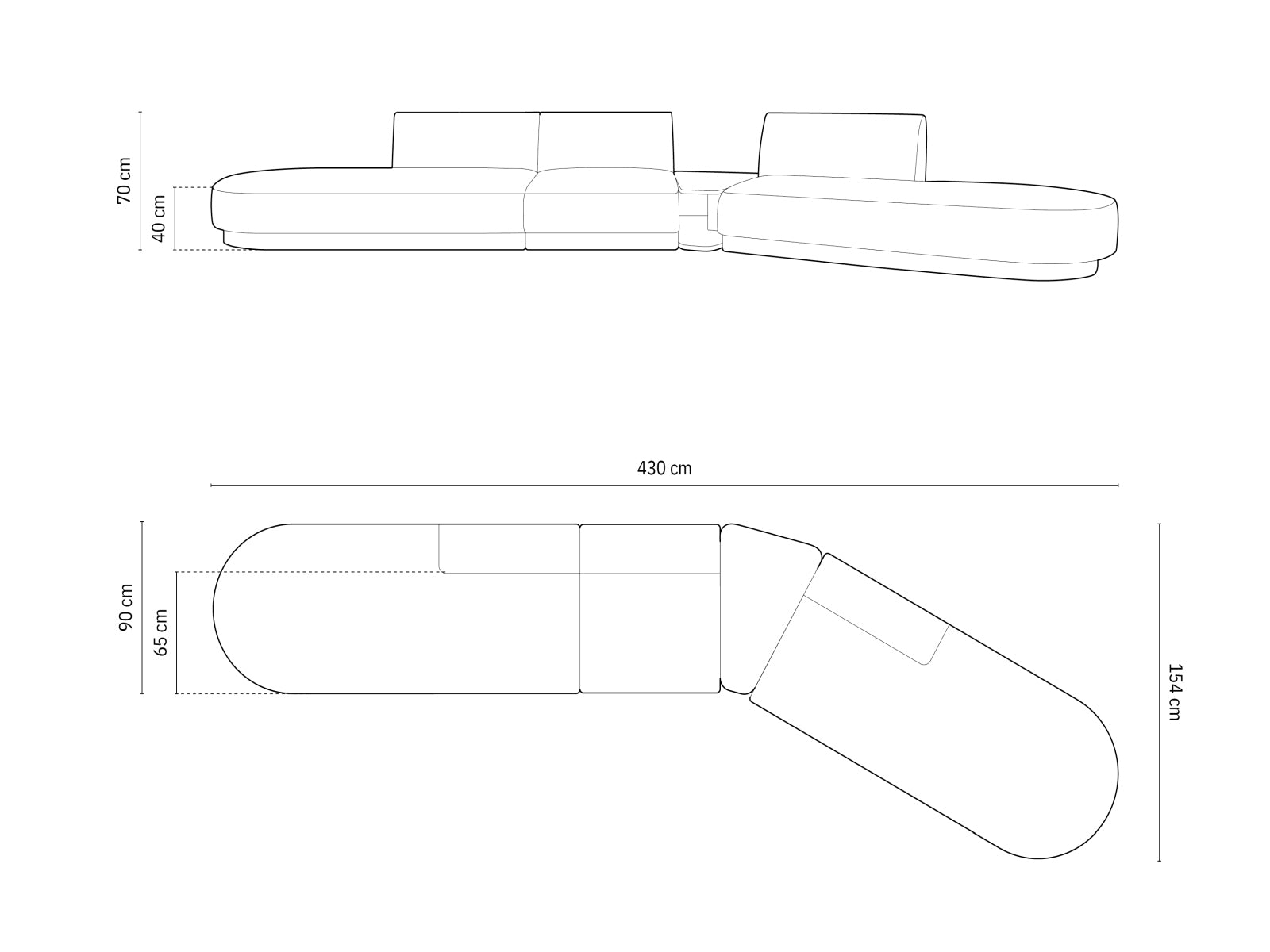 Miley Modulares Sofa rechts 5 Sitzer in White präsentiert im Onlineshop von KAQTU Design AG. L-Sofa rechts ist von Micadoni