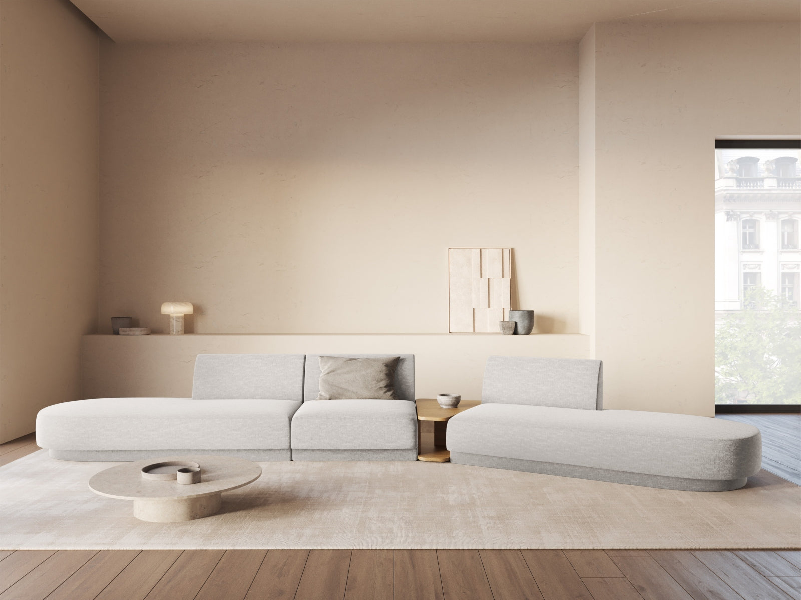 Miley Modulares Sofa rechts 5 Sitzer in Light Grey präsentiert im Onlineshop von KAQTU Design AG. L-Sofa rechts ist von Micadoni
