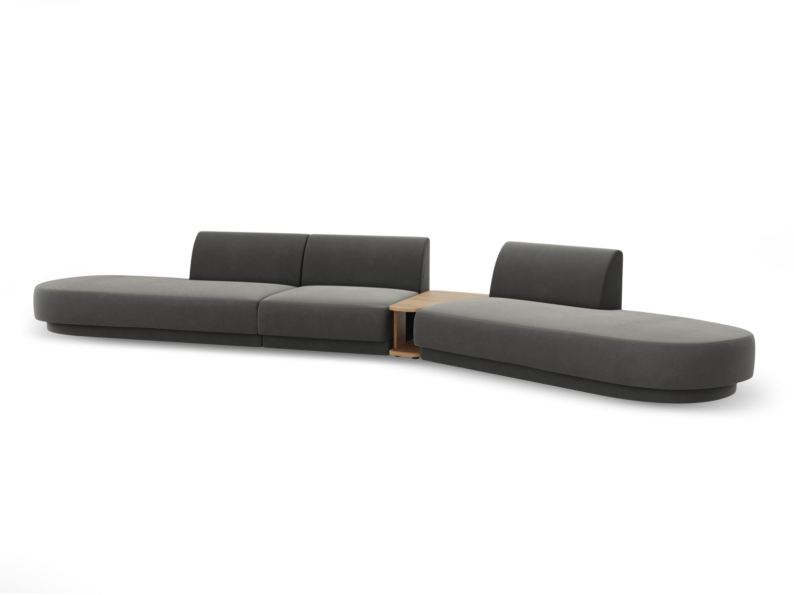 Miley Velour modulares Sofa rechts 5 Sitzer in Light Grey präsentiert im Onlineshop von KAQTU Design AG. L-Sofa rechts ist von Micadoni