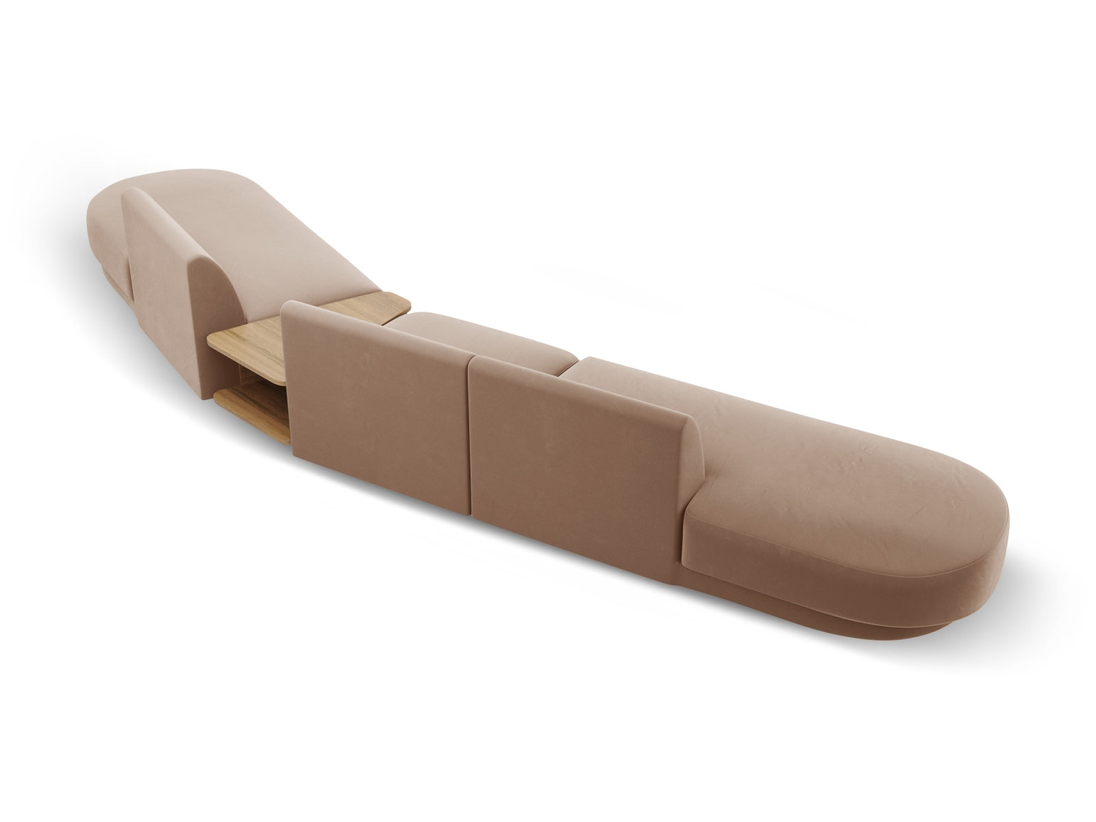 Miley Velour modulares Sofa rechts 5 Sitzer in Cappuccino präsentiert im Onlineshop von KAQTU Design AG. L-Sofa rechts ist von Micadoni