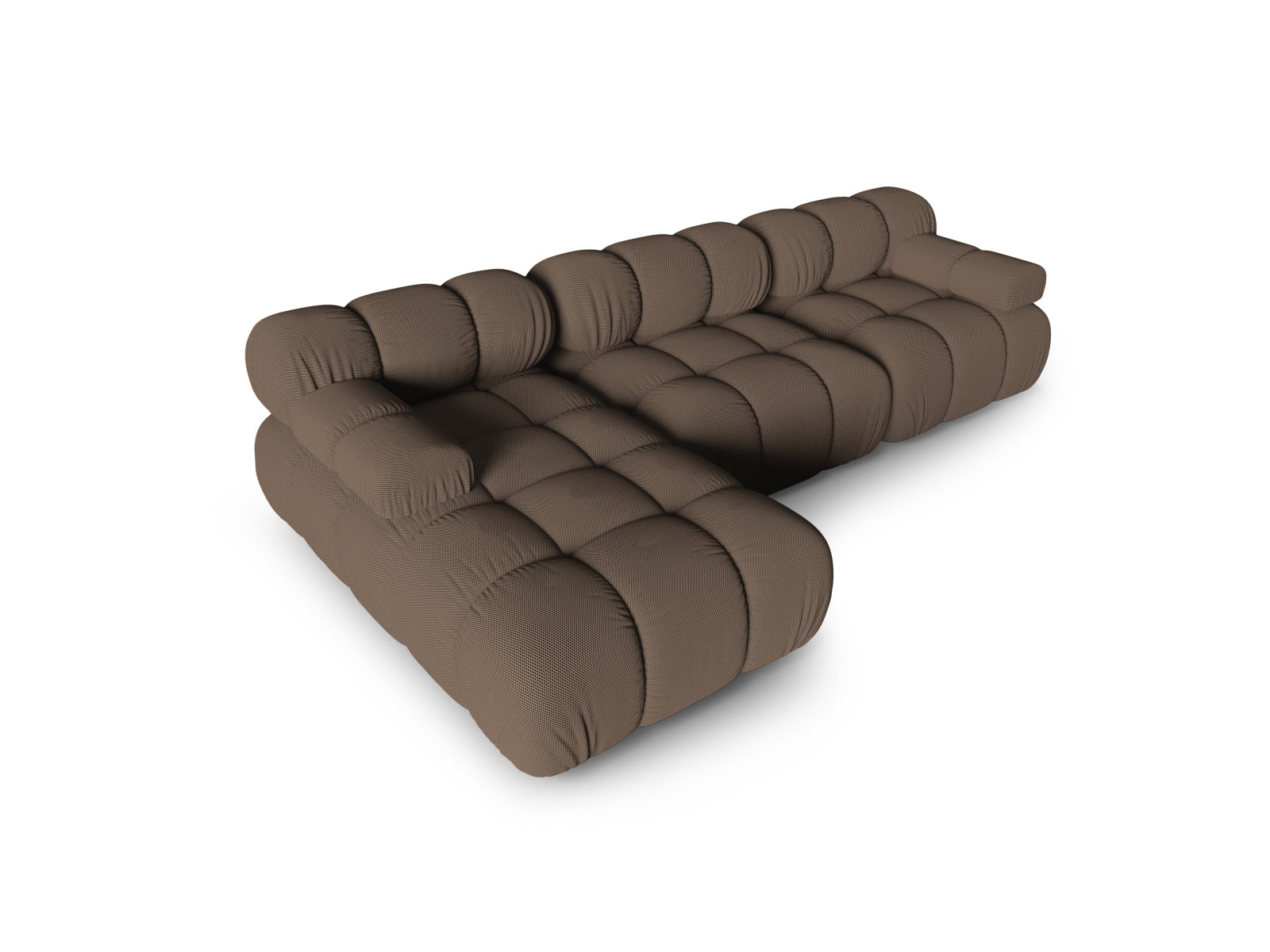 Modulares Ecksofa Bellis in Braun, linksseitig, 4-Sitzer, 155 cm, perfektes Möbelstück für moderne und gemütliche Wohnlandschaften.