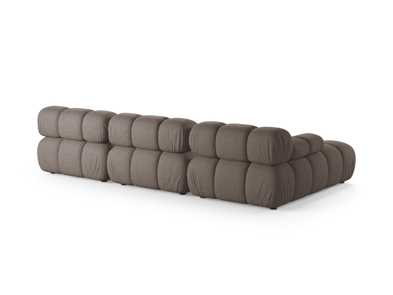 Modulares 4-Sitzer Ecksofa Bellis in elegantem Cappuccino-Liberty, ideal für stilvolle Wohnräume und gesellige Stunden.