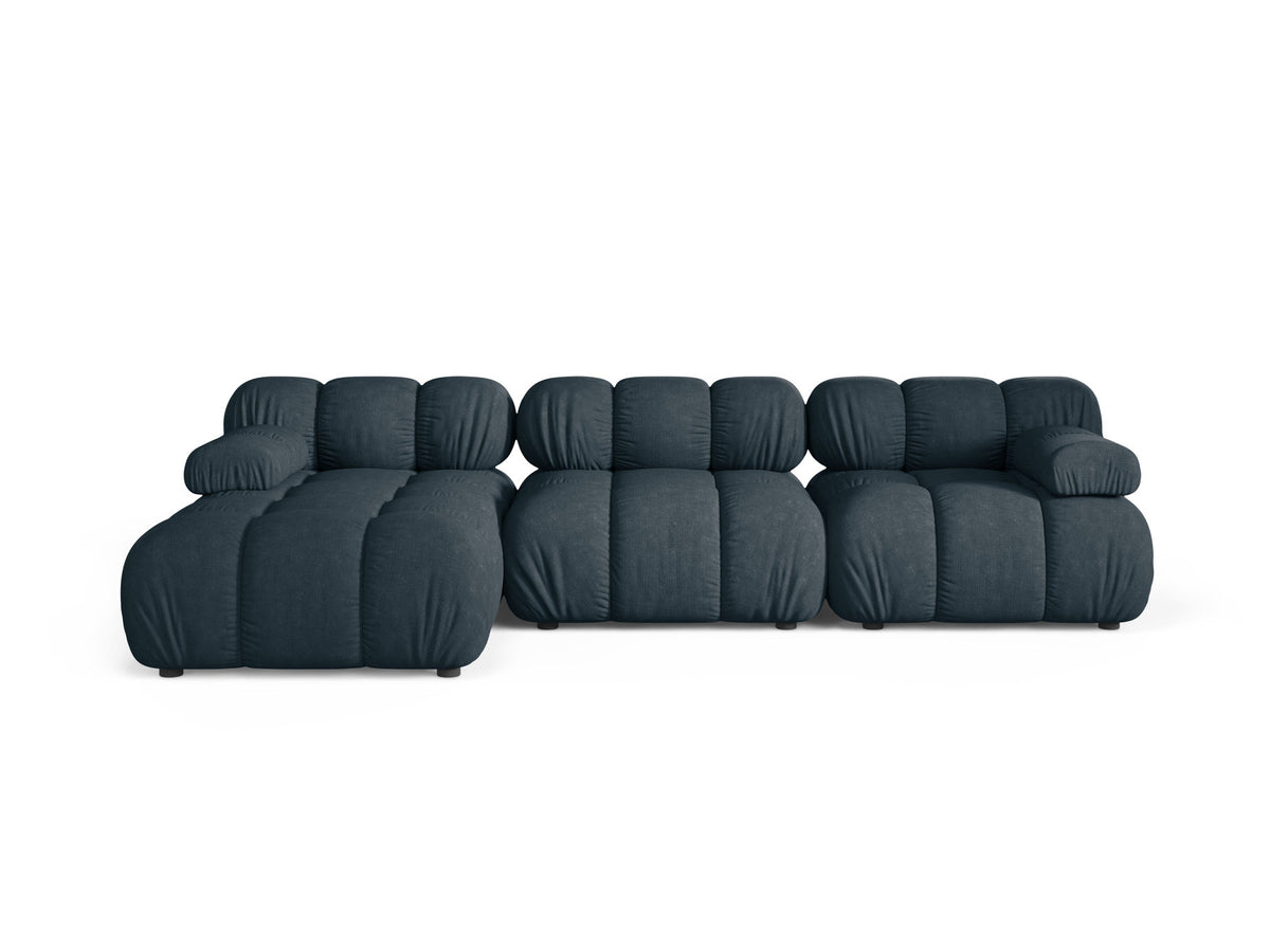 Bellis Ecksofa links von Micadoni, L-Form, Bezug Cappuccino-Liberty, schwarze Kunststoffbeine, 4-Sitzer mit Chaiselongue