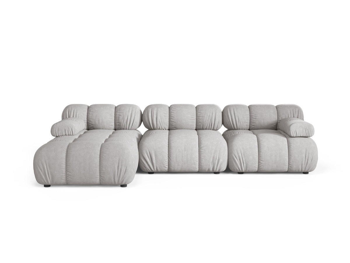 Bellis Ecksofa links von Micadoni, L-Form, Bezug Cappuccino-Liberty, schwarze Kunststoffbeine, 4-Sitzer mit Chaiselongue