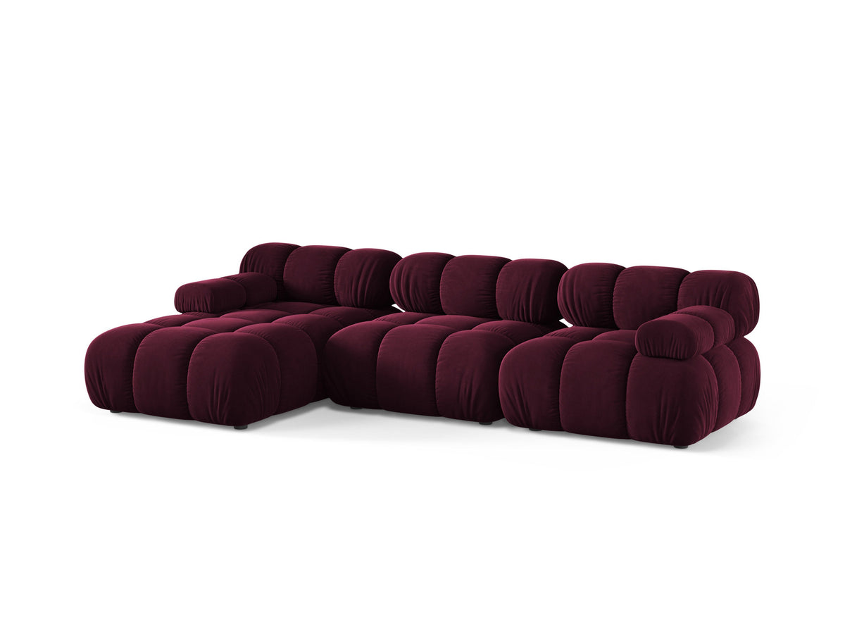 Bellis Ecksofa links von Micadoni, L-Form, Bezug Cappuccino-Liberty, schwarze Kunststoffbeine, 4-Sitzer mit Chaiselongue