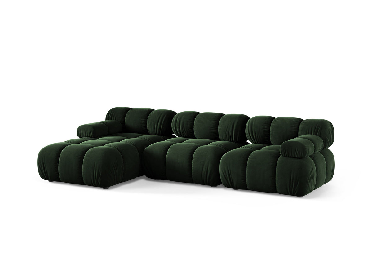 Bellis Ecksofa links von Micadoni, L-Form, Bezug Cappuccino-Liberty, schwarze Kunststoffbeine, 4-Sitzer mit Chaiselongue