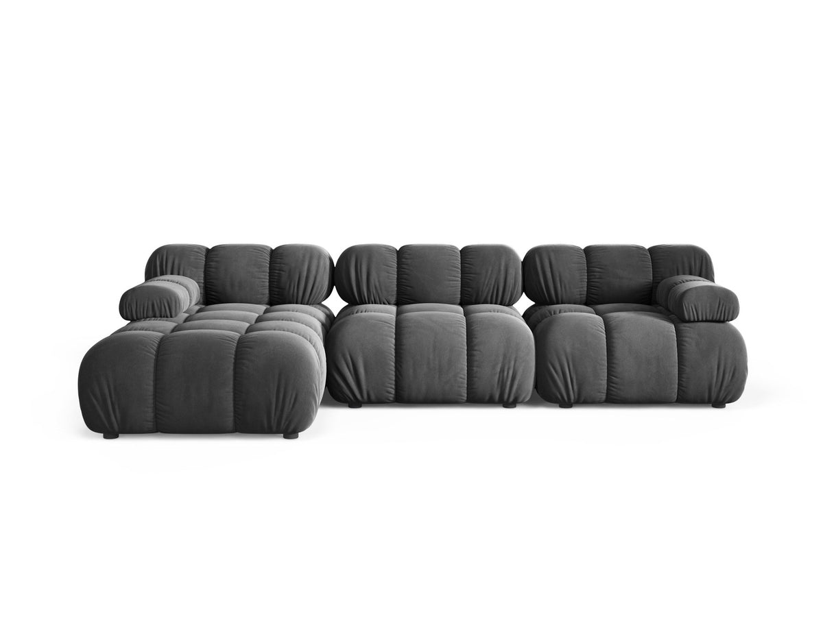 Bellis Ecksofa links von Micadoni, L-Form, Bezug Cappuccino-Liberty, schwarze Kunststoffbeine, 4-Sitzer mit Chaiselongue