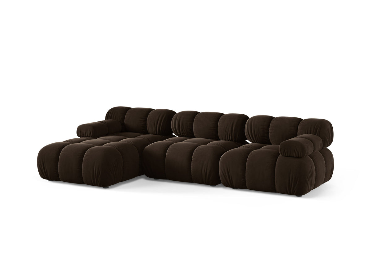 Bellis Velour modulares Ecksofa links 4 Sitzer 155cm in Dark Brown-Bluvel präsentiert im Onlineshop von KAQTU Design AG. L-Sofa links ist von Micadoni