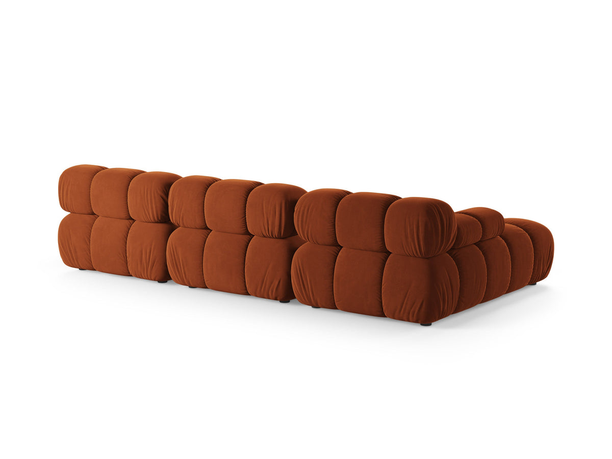 Bellis Velour modulares Ecksofa links 4 Sitzer 155cm in Terracotta-Bluvel präsentiert im Onlineshop von KAQTU Design AG. L-Sofa links ist von Micadoni
