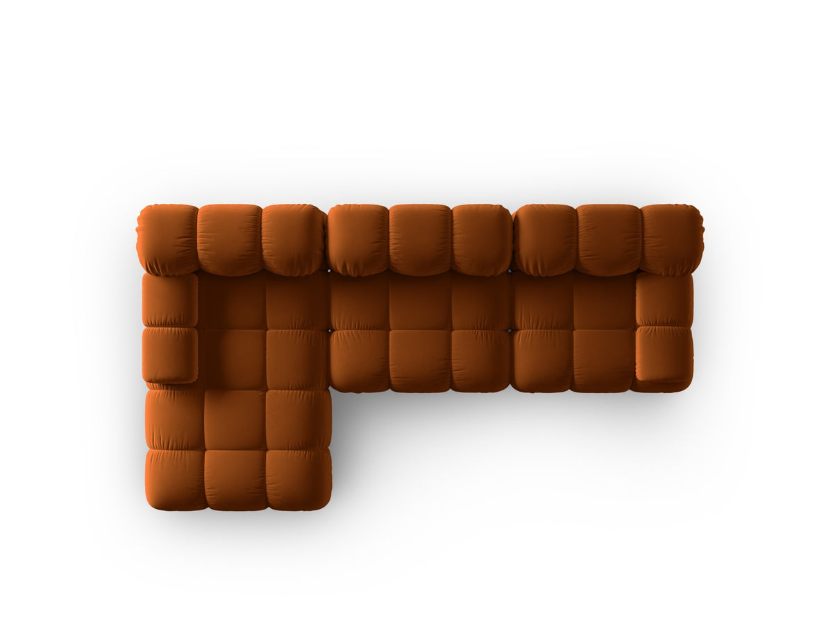 Bellis Velour modulares Ecksofa links 4 Sitzer 155cm in Terracotta-Bluvel präsentiert im Onlineshop von KAQTU Design AG. L-Sofa links ist von Micadoni