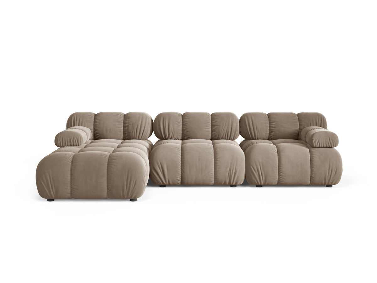 Bellis Velour modulares Ecksofa links 4 Sitzer 155cm in Cappuccino-Bluvel präsentiert im Onlineshop von KAQTU Design AG. L-Sofa links ist von Micadoni