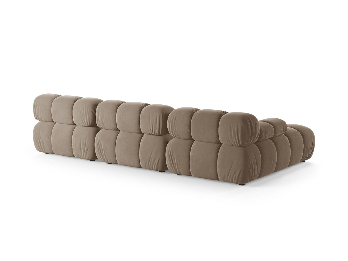 Bellis Velour modulares Ecksofa links 4 Sitzer 155cm in Cappuccino-Bluvel präsentiert im Onlineshop von KAQTU Design AG. L-Sofa links ist von Micadoni