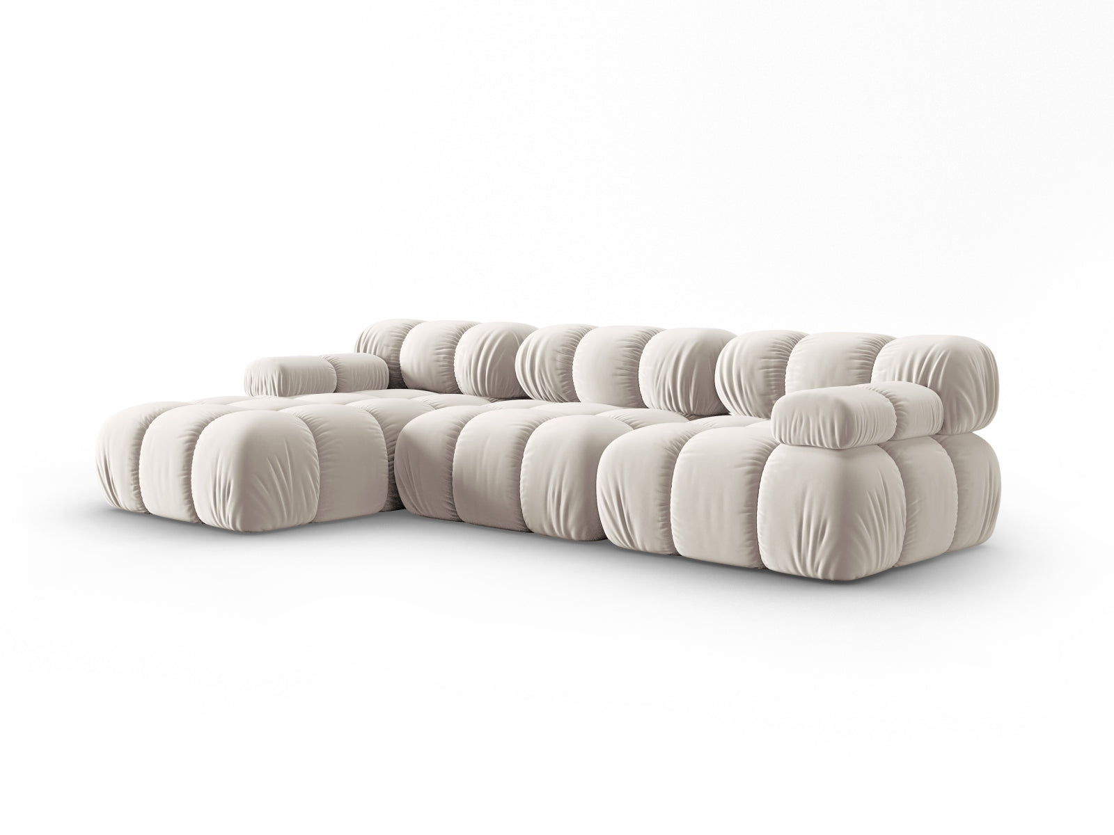 Erleben Sie das Bellis Velour Ecksofa links von Micadoni – ein elegantes 4-Sitzer Sofa mit 155 cm, das Stil und Komfort in Ihr Zuhause bringt.