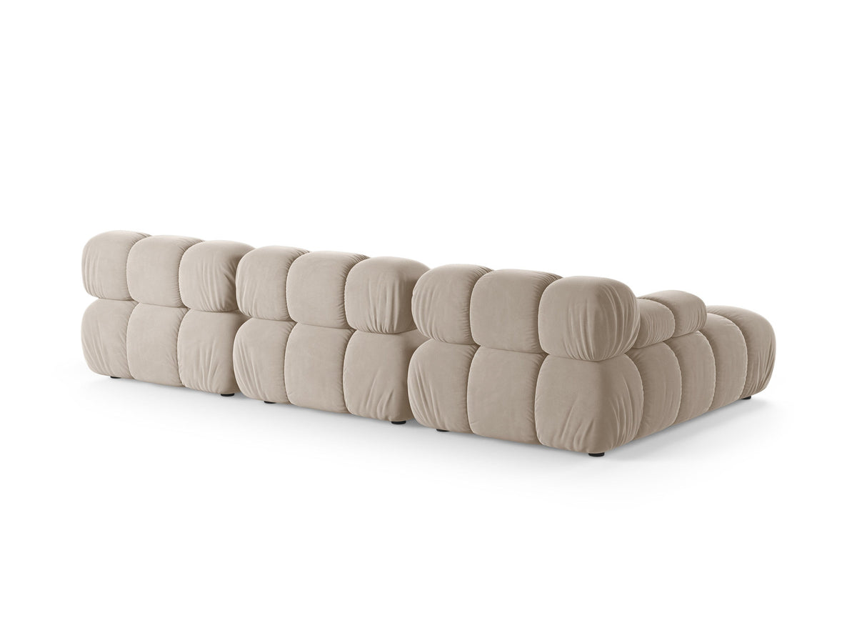 Bellis Velour modulares Ecksofa links 4 Sitzer 155cm in Dark Beige-Bluvel präsentiert im Onlineshop von KAQTU Design AG. L-Sofa links ist von Micadoni