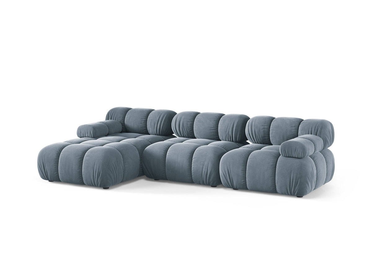 Bellis Velour modulares Ecksofa links 4 Sitzer 155cm in Light Blue-Bluvel präsentiert im Onlineshop von KAQTU Design AG. L-Sofa links ist von Micadoni