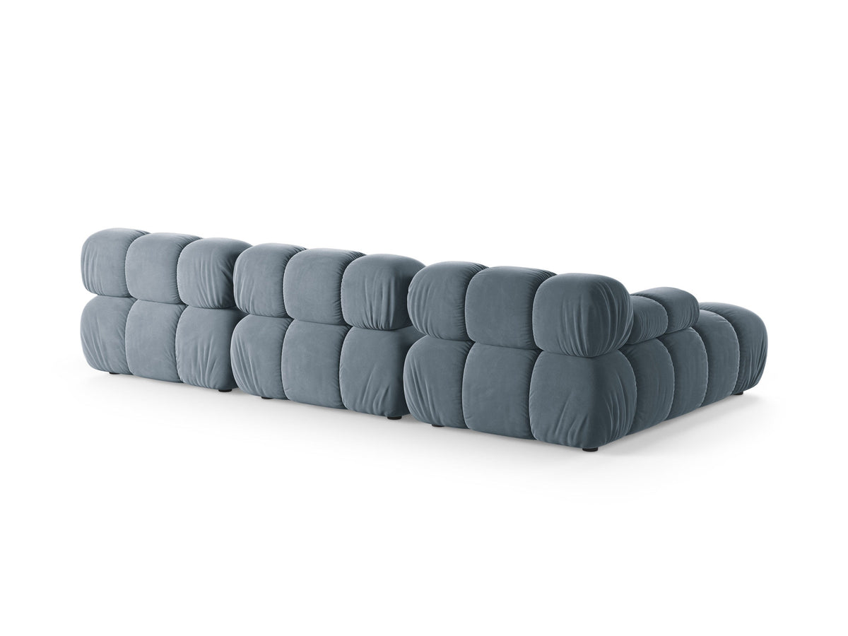 Bellis Velour modulares Ecksofa links 4 Sitzer 155cm in Light Blue-Bluvel präsentiert im Onlineshop von KAQTU Design AG. L-Sofa links ist von Micadoni